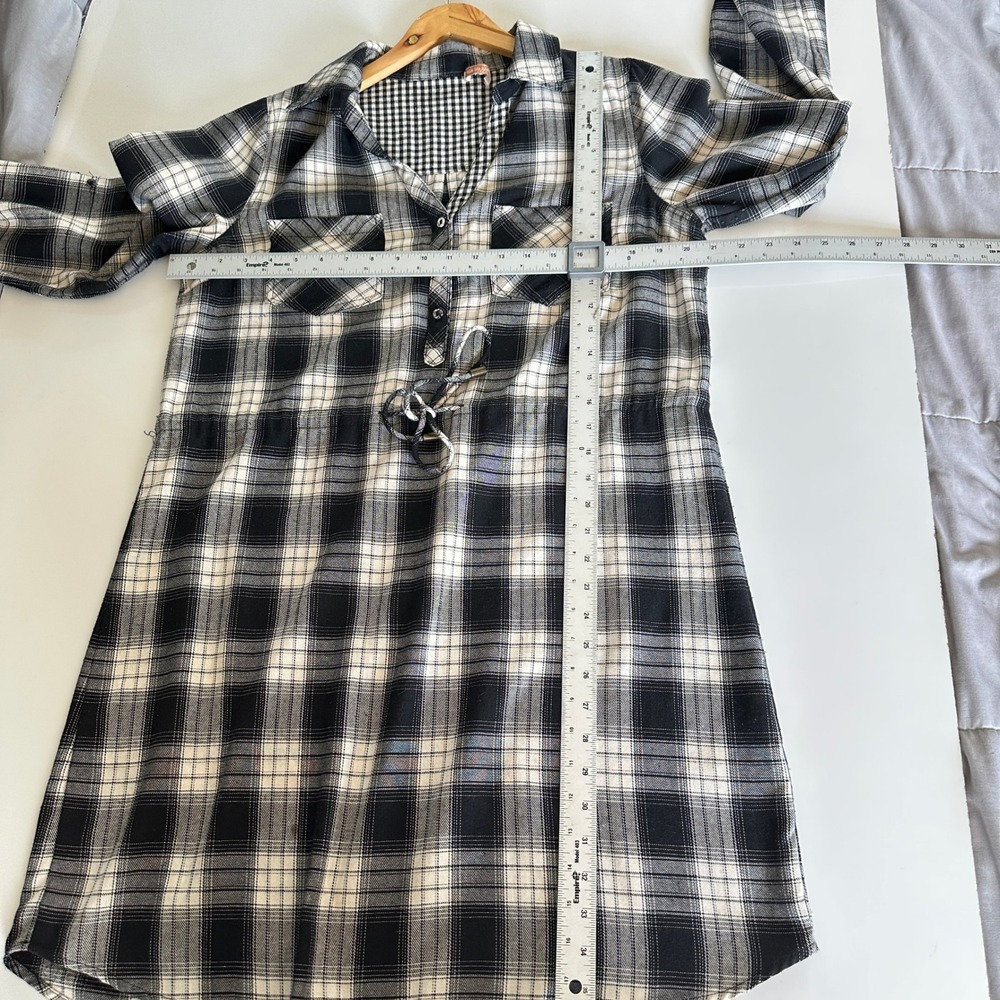 Skies Are Blue Shirt Dress Black/White Drawstring Waist Medium Oversized - Picture 15 of 16